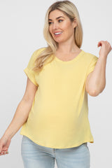 Yellow Short Sleeve Curved Hem Maternity Top