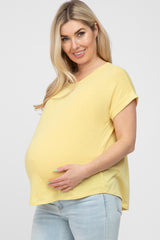 Yellow Short Sleeve Curved Hem Maternity Top