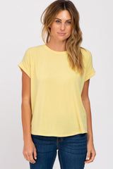 Yellow Short Sleeve Curved Hem Maternity Top