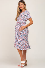 Pink Floral Ruffle Maternity Dress