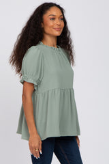 Sage Ruffle Trim Blouse