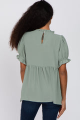 Sage Ruffle Trim Blouse