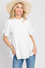 White Ruffle Trim Blouse