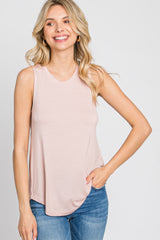 Light Pink Solid Sleeveless Maternity Top