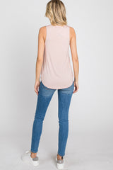 Light Pink Solid Sleeveless Top