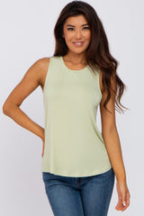 Mint Green Solid Sleeveless Maternity Top