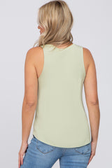 Mint Green Solid Sleeveless Maternity Top