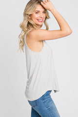 Grey Solid Sleeveless Top