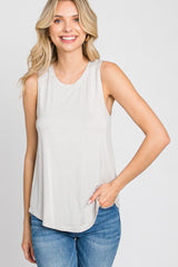 Grey Solid Sleeveless Top