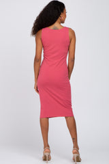 Magenta Basic Sleeveless Fitted Dress