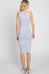 Heather Grey Basic Sleeveless Fitted Dress