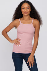 Mauve Ribbed Square Neck Maternity Tank Top