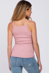 Mauve Ribbed Square Neck Maternity Tank Top