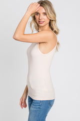 Light Pink Ribbed Square Neck Tank Top