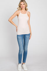 Light Pink Ribbed Square Neck Tank Top