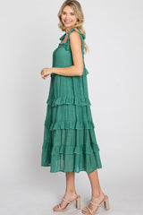 Green Ruffle Tiered Midi Dress