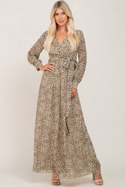 Ivory Leopard Print Chiffon Maxi Dress