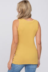 Yellow Ribbed Button Accent Maternity Tank