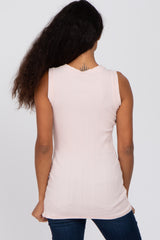 Light Pink Ribbed Button Accent Tank