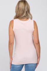 Light Pink Ribbed Button Accent Maternity Tank