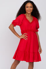 Red Ruffle Accent Dress