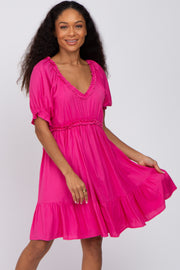 Fuchsia Ruffle Accent Dress