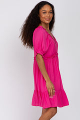 Fuchsia Ruffle Accent Dress