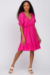 Fuchsia Ruffle Accent Dress