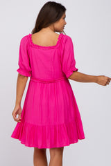 Fuchsia Ruffle Accent Maternity Dress