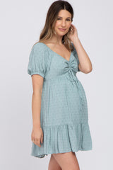 Aqua Swiss Dot Sweetheart Maternity Dress