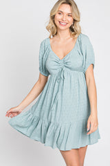 Aqua Swiss Dot Sweetheart Maternity Dress