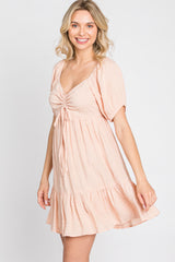 Peach Swiss Dot Sweetheart Dress