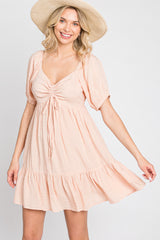 Peach Swiss Dot Sweetheart Dress