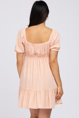 Peach Swiss Dot Sweetheart Maternity Dress