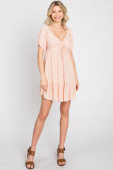 Peach Swiss Dot Sweetheart Dress