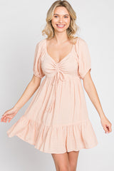 Peach Swiss Dot Sweetheart Dress