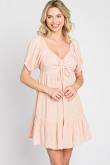 Peach Swiss Dot Sweetheart Dress