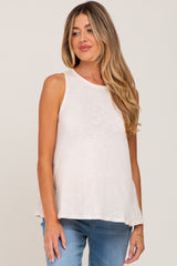 Cream Heathered Maternity Tank Top