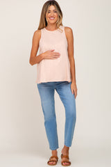 Light Pink Heathered Maternity Tank Top