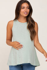 Sage Heathered Maternity Tank Top