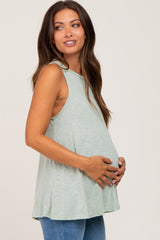 Sage Heathered Maternity Tank Top