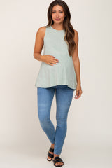 Sage Heathered Maternity Tank Top