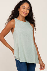 Sage Heathered Maternity Tank Top