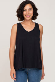 Black V-Neck Hi-Low Tank Top