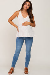 Cream V-Neck Hi-Low Maternity Tank Top