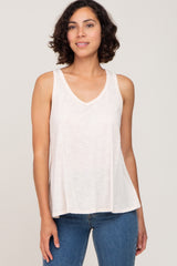 Cream V-Neck Hi-Low Maternity Tank Top