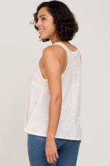 Cream V-Neck Hi-Low Tank Top