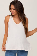 Cream V-Neck Hi-Low Maternity Tank Top