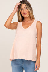 Light Pink V-Neck Hi-Low Maternity Tank Top