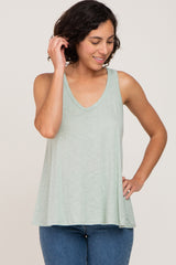 Light Olive V-Neck Hi-Low Maternity Tank Top